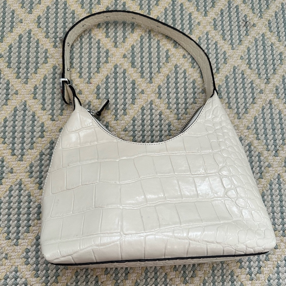 Staud Scotty Mock croc white handbag